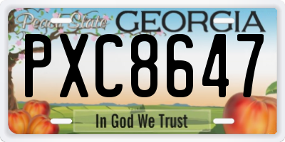GA license plate PXC8647