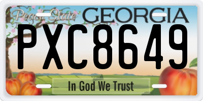 GA license plate PXC8649
