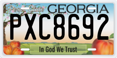 GA license plate PXC8692