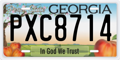GA license plate PXC8714