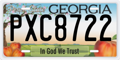 GA license plate PXC8722