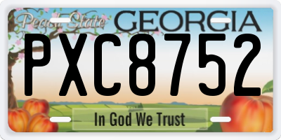 GA license plate PXC8752