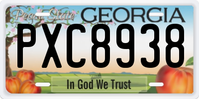 GA license plate PXC8938