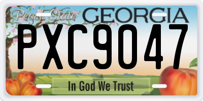 GA license plate PXC9047
