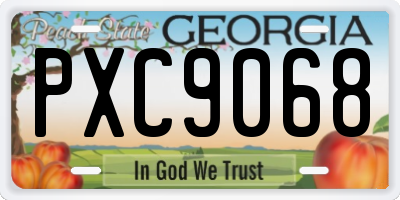 GA license plate PXC9068
