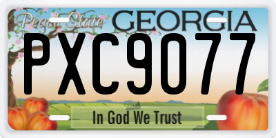 GA license plate PXC9077