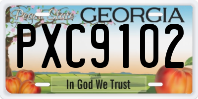 GA license plate PXC9102