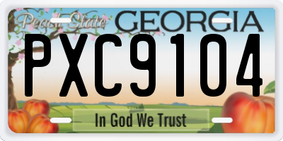 GA license plate PXC9104