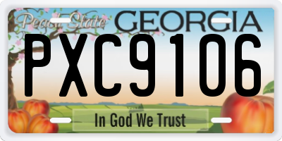 GA license plate PXC9106