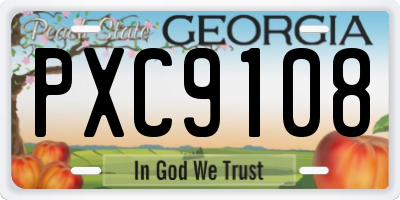 GA license plate PXC9108