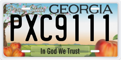 GA license plate PXC9111
