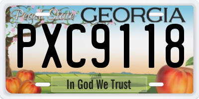 GA license plate PXC9118