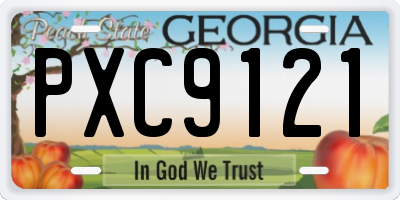 GA license plate PXC9121