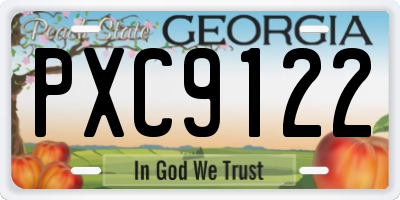 GA license plate PXC9122