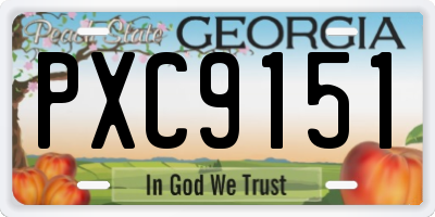 GA license plate PXC9151