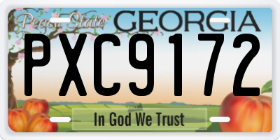 GA license plate PXC9172