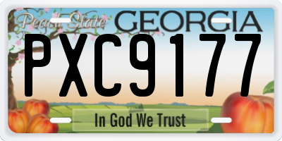 GA license plate PXC9177