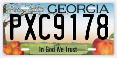 GA license plate PXC9178