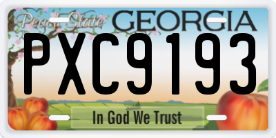GA license plate PXC9193