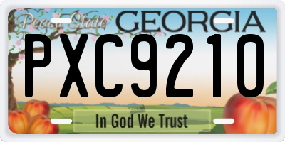 GA license plate PXC9210