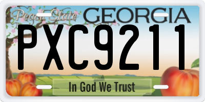 GA license plate PXC9211