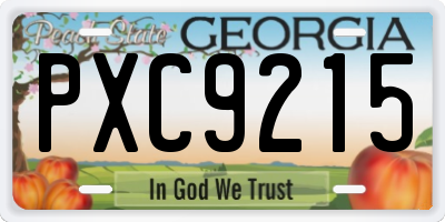 GA license plate PXC9215