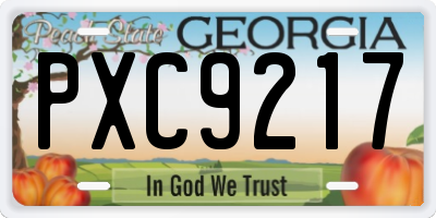 GA license plate PXC9217