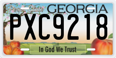 GA license plate PXC9218