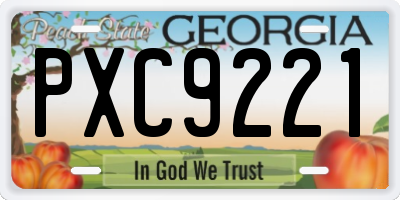 GA license plate PXC9221