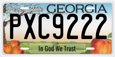 GA license plate PXC9222