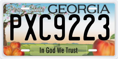 GA license plate PXC9223