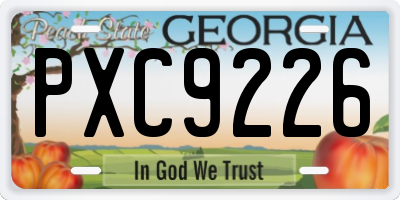 GA license plate PXC9226