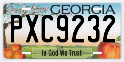 GA license plate PXC9232