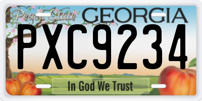 GA license plate PXC9234