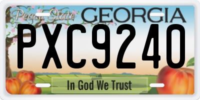 GA license plate PXC9240