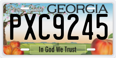 GA license plate PXC9245