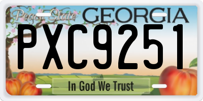 GA license plate PXC9251