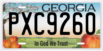 GA license plate PXC9260
