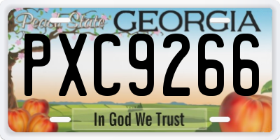 GA license plate PXC9266