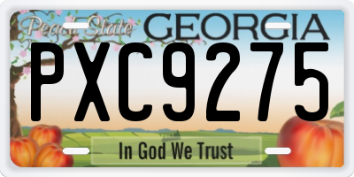 GA license plate PXC9275