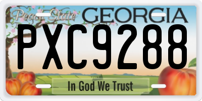 GA license plate PXC9288