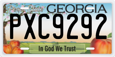 GA license plate PXC9292