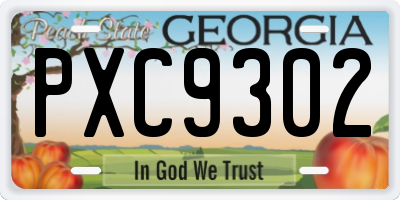 GA license plate PXC9302