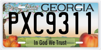 GA license plate PXC9311