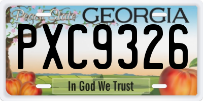 GA license plate PXC9326