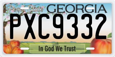 GA license plate PXC9332