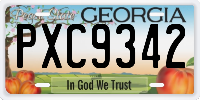 GA license plate PXC9342