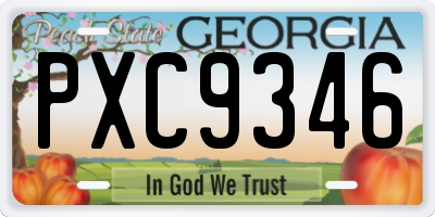 GA license plate PXC9346
