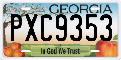 GA license plate PXC9353
