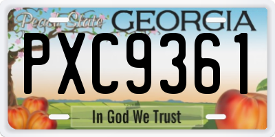 GA license plate PXC9361
